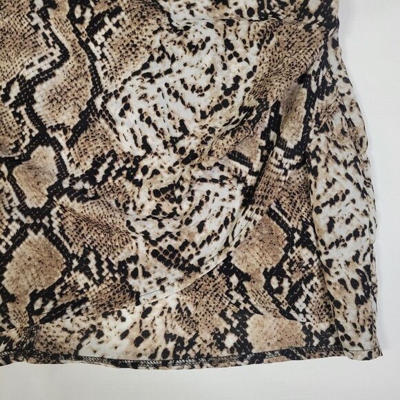 Snake Print Faux Wrap Mini Skirt - Picture 2 of 7